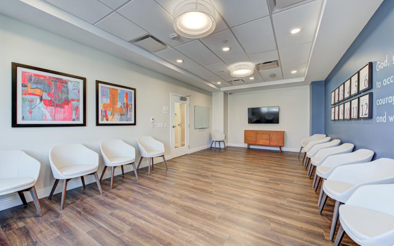 group therapy room for addiction recovery