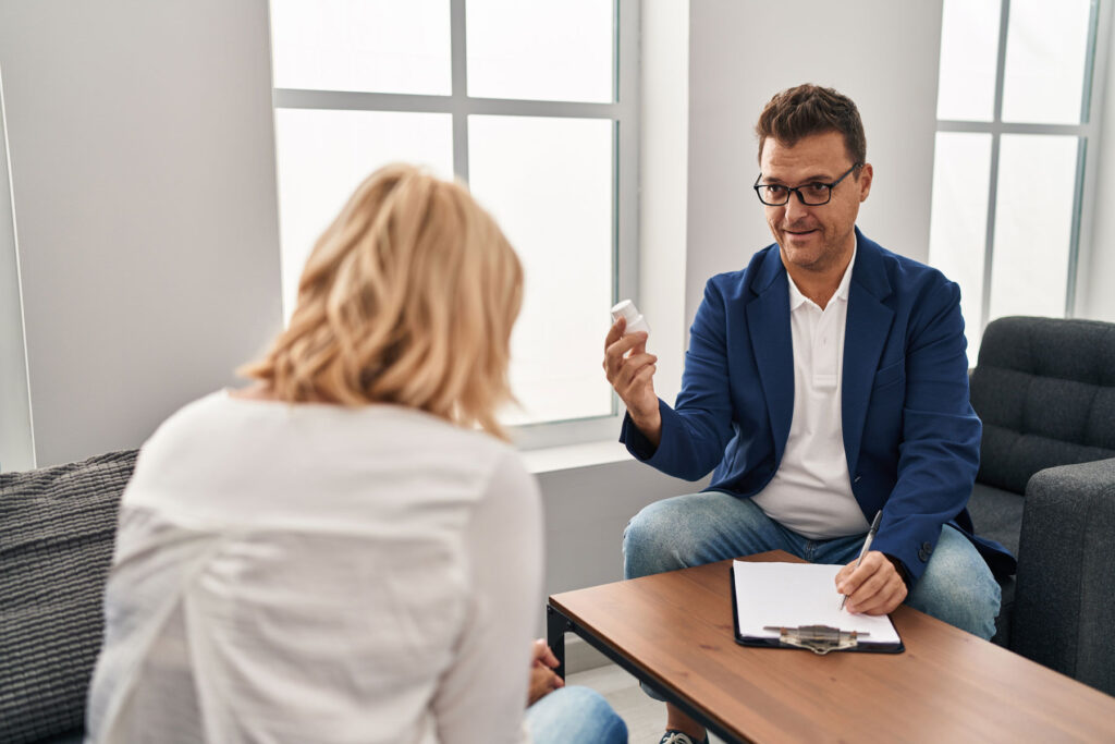client talking with therapist about MAT myths vs facts