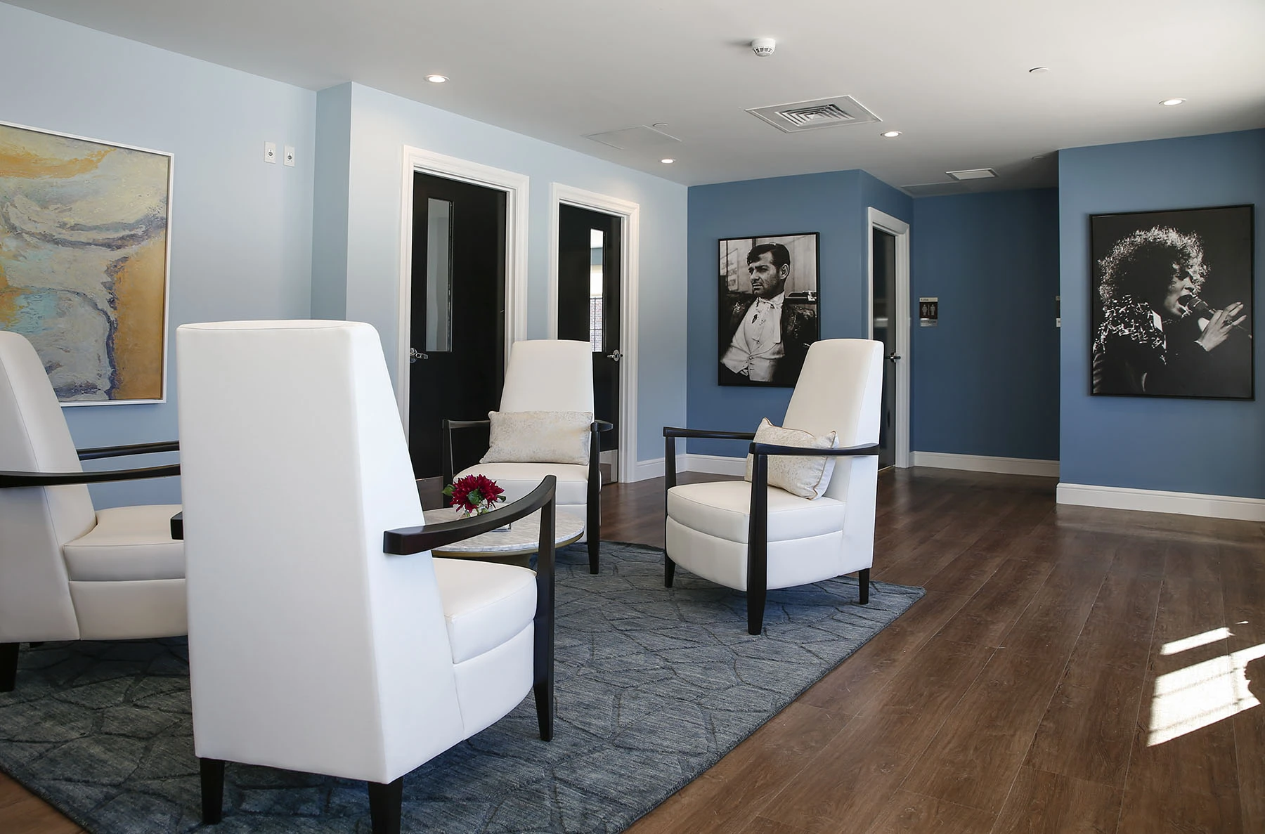 Modern waiting area with artwork