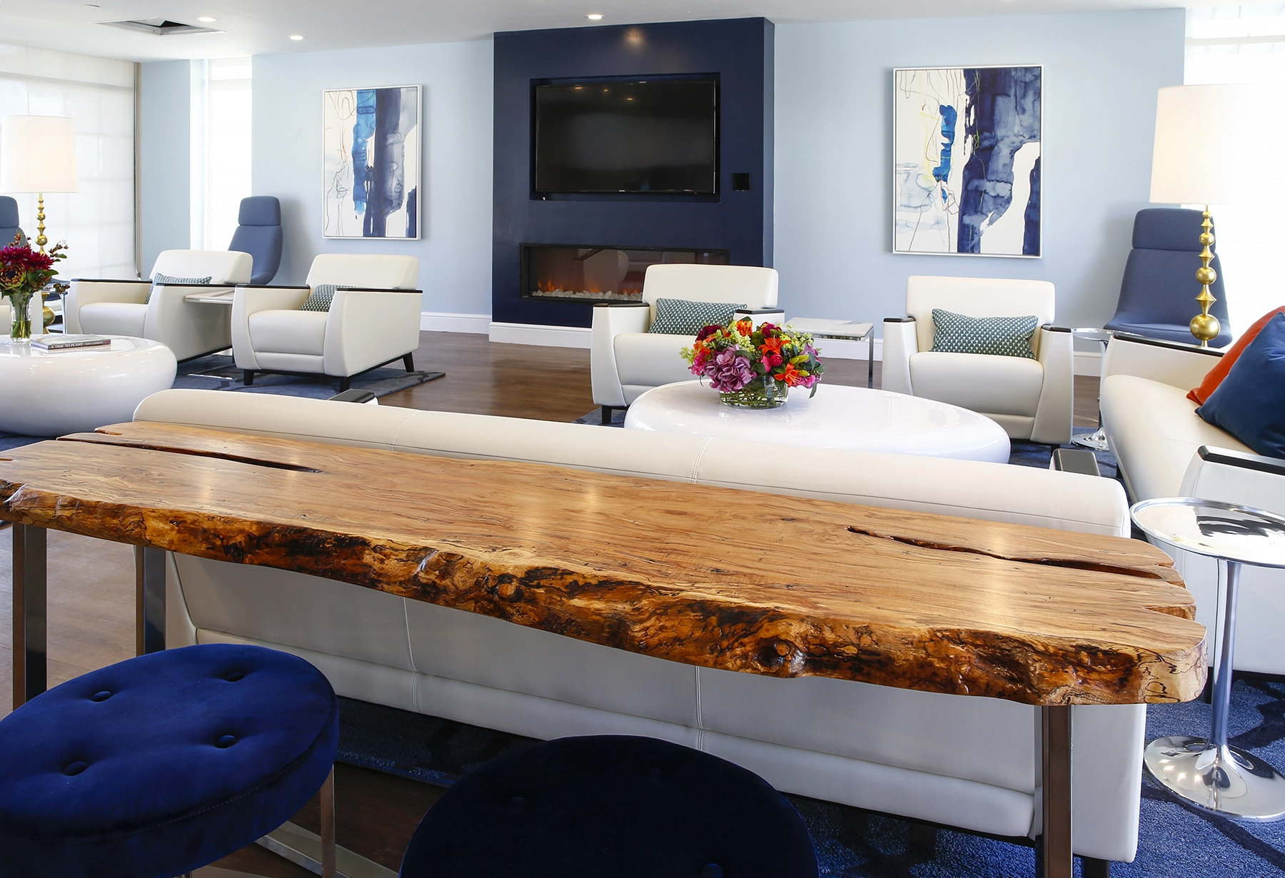 Modern lounge with wooden table