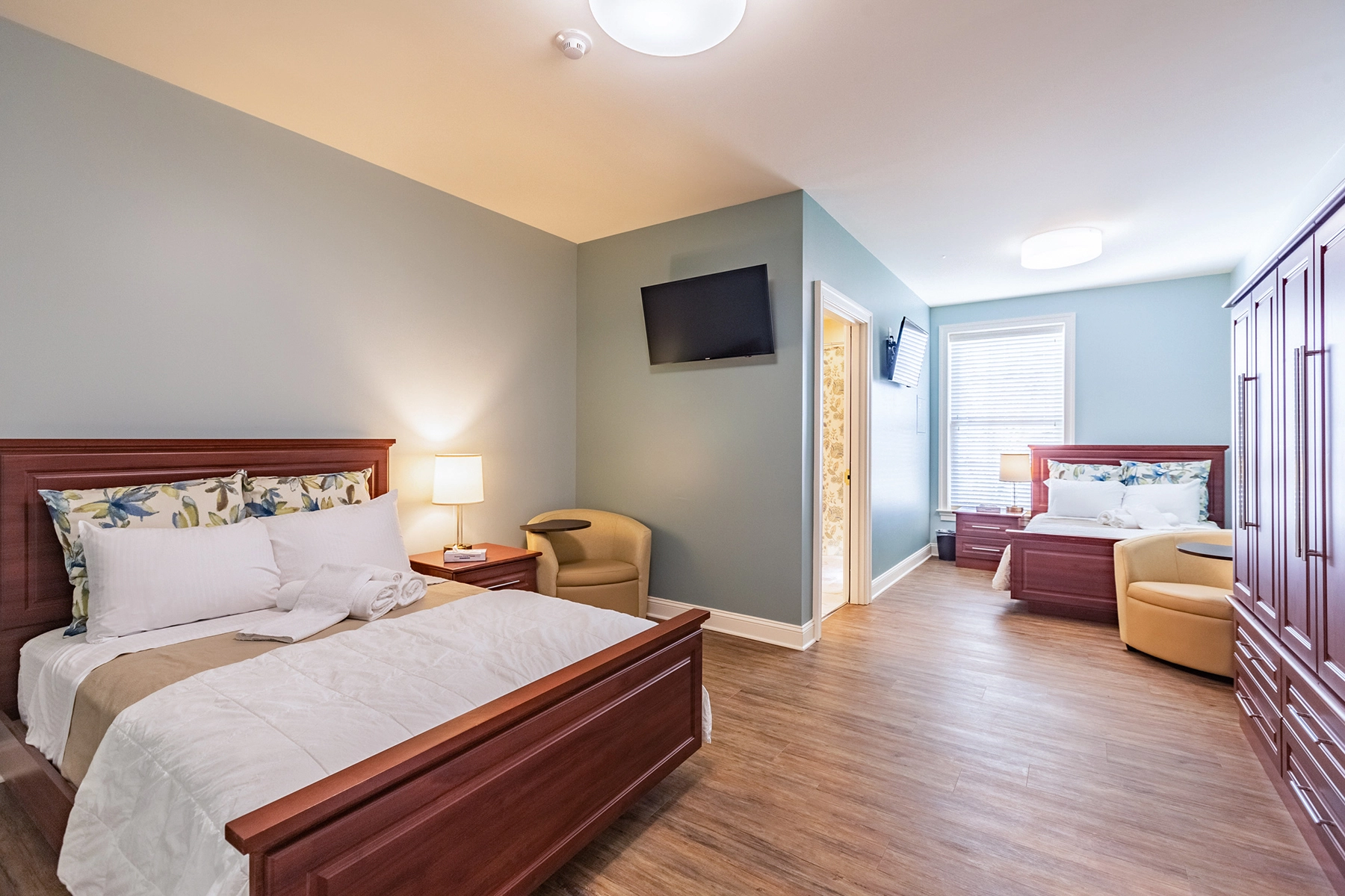 Cozy bedroom with two beds